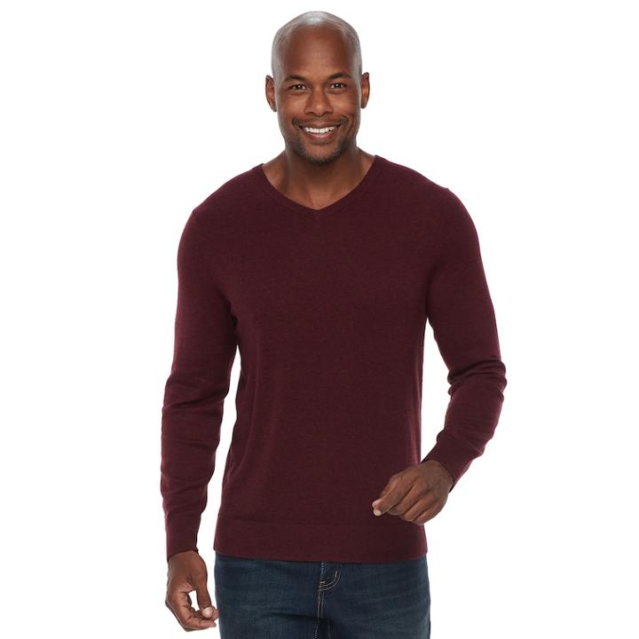 Men's Croft & Barrow&reg; Classic-fit 12gg V-neck Sweater, Size: Xxl, Red