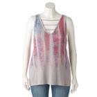 Plus Size Rock & Republic&reg; Strappy Abstract Flag Tank, Women's, Size: 0x, Med Grey