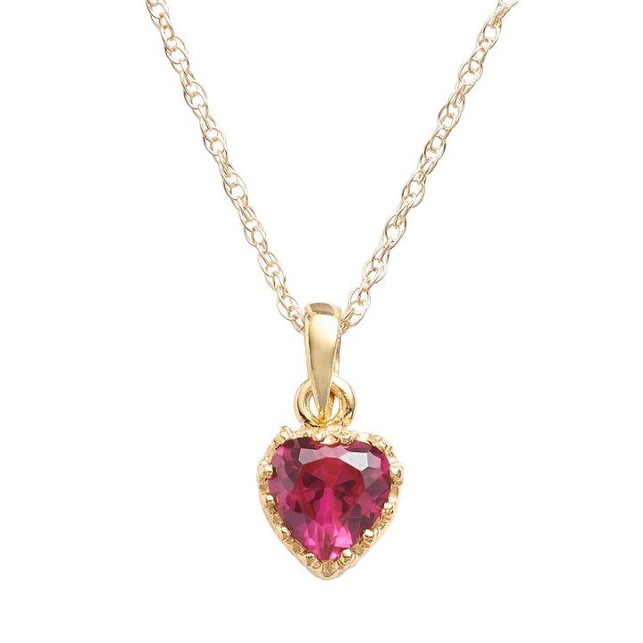 Tiara 14k Gold Over Silver Lab-created Ruby Heart Crown Pendant, Women's, Size: 18, Red