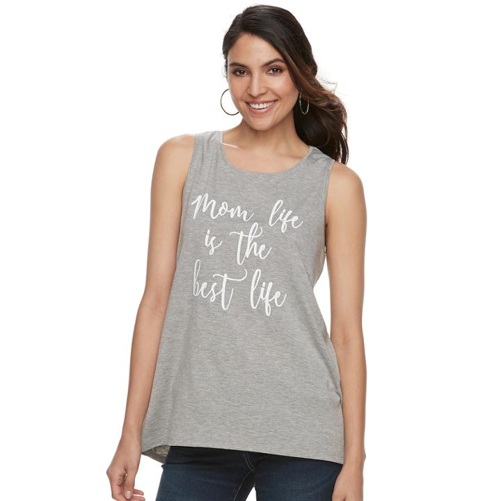 Women's Apt. 9&reg; Graphic Tank, Size: Large, Grey