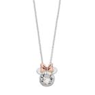 Disney's Minnie Mouse Silver Plated Crystal Pendant Necklace, Women's, White