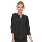 Women's Dana Buchman Woven Popover Top, Size: Xs, Black