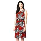 Women's Ile New York Abstract Geometric Sheath Dress, Size: 16, Red