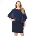 Plus Size Chaps Georgette Overlay Sheath Dress, Women's, Size: 20 W, Blue (navy)
