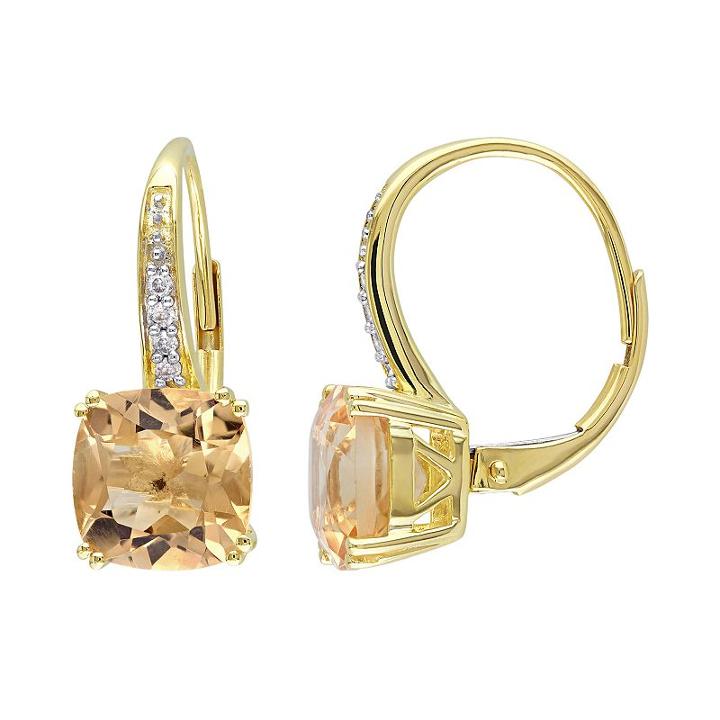 Citrine & Diamond Accent 10k Gold Drop Earrings, Women's, Yellow