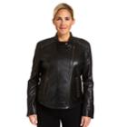 Plus Size Excelled Lambskin Studded Moto Jacket, Women's, Size: 2xl, Black