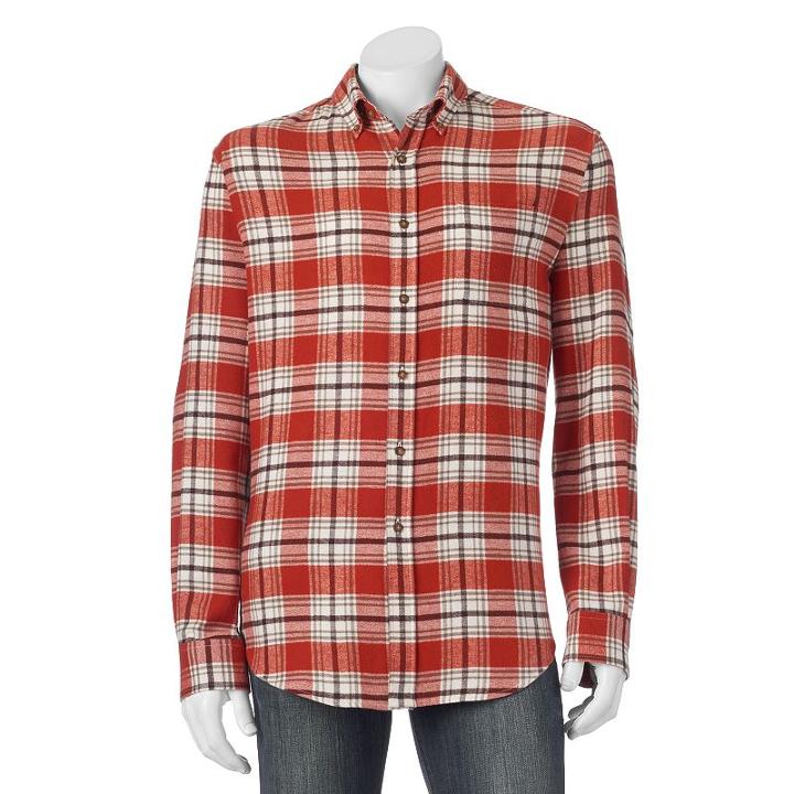 Croft & Barrow, Big & Tall &reg; Classic-fit Plaid Flannel Button-down Shirt, Men's, Size: L Tall, Dark Red