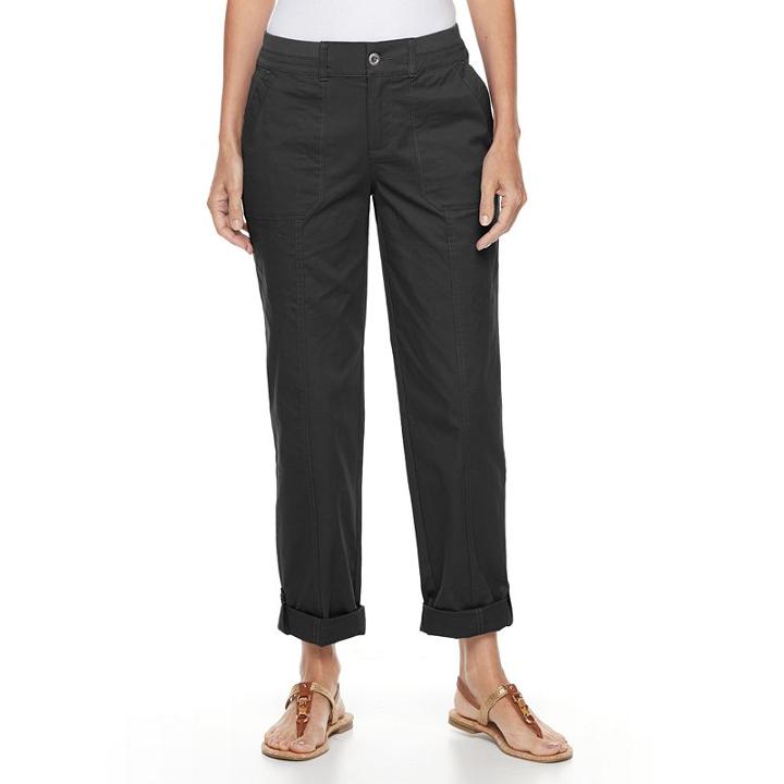 Petite Croft & Barrow&reg; Twill Convertible Pants, Women's, Size: 8 Petite, Black