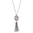 Simulated Mother-of-pearl Long Tassel Necklace, Women's, Black