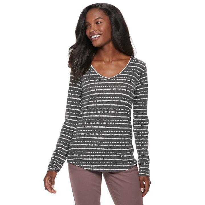 Women's Sonoma Goods For Life&trade; Essential V-neck Tee, Size: Large, Dark Grey
