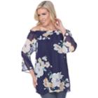 Women's White Mark Floral Off-the-shoulder Tunic, Size: Medium, Blue (navy)