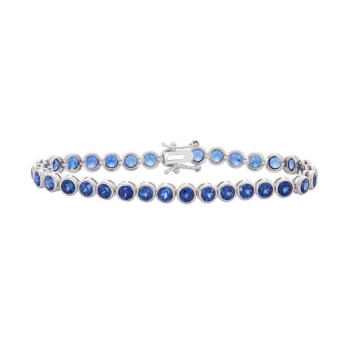 Sterling Silver Lab-created Sapphire Tennis Bracelet, Women's, Size: 7.25, Blue