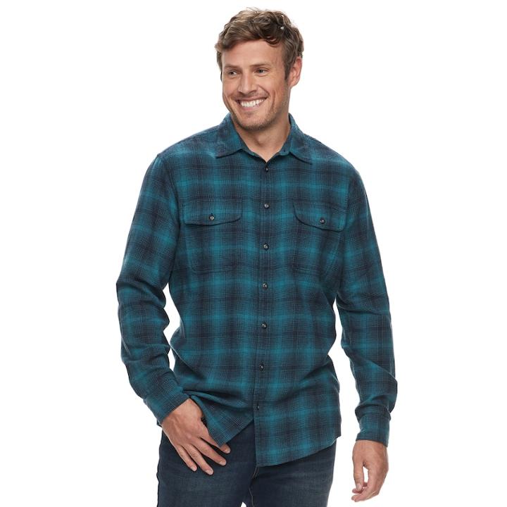 Big & Tall Sonoma Goods For Life&trade; Slim-fit Supersoft Flannel Button-down Shirt, Men's, Size: Xl Tall, Dark Blue