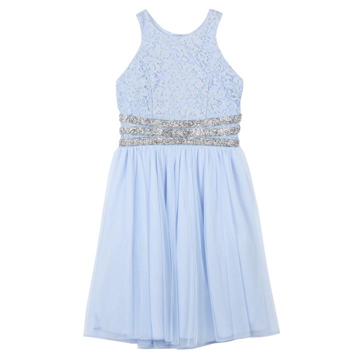 Girls 7-16 Speechless Lace Chiffon Beaded Waist Dress, Size: 8, Purple
