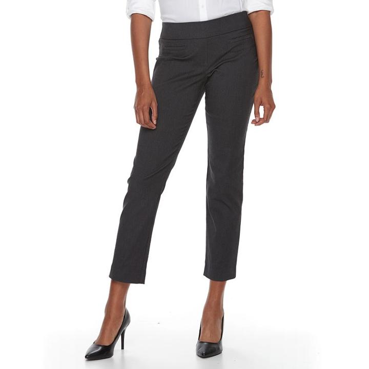 Petite Apt. 9&reg; Pull-on Straight-leg Dress Pants, Women's, Size: 4 Petite, Med Grey