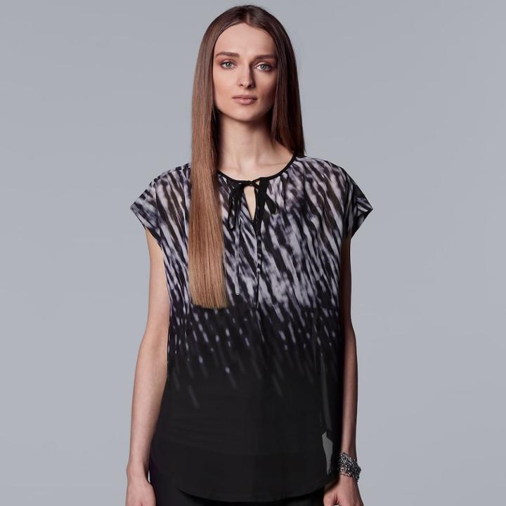 Women's Simply Vera Vera Wang Print Peasant Top, Size: Large, Purple