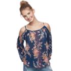 Juniors' Rewind Floral Embroidered Cold-shoulder Top, Teens, Size: Large, Blue (navy)