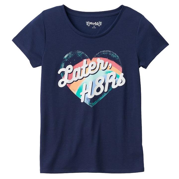 Girls 7-16 Mudd&reg; Raw Edge Scoopneck Graphic Tee, Girl's, Size: 7-8, Blue