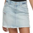 Juniors' Rewash Frayed Light Wash Jean Mini Skirt, Teens, Size: 13, Blue