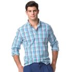 Men's Chaps Classic-fit Plaid Poplin Stretch Button-down Shirt, Size: Xxl, Blue