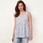 Women's Lc Lauren Conrad Lace-trim Babydoll Tank, Size: Small, White