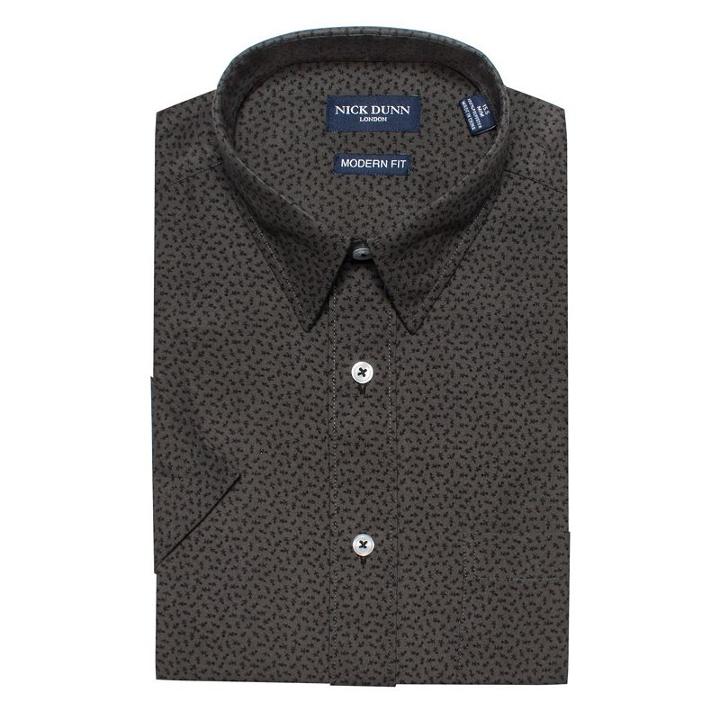 Men's Nick Dunn Modern-fit Patterned Dress Shirt, Size: Xxl, Grey (charcoal)
