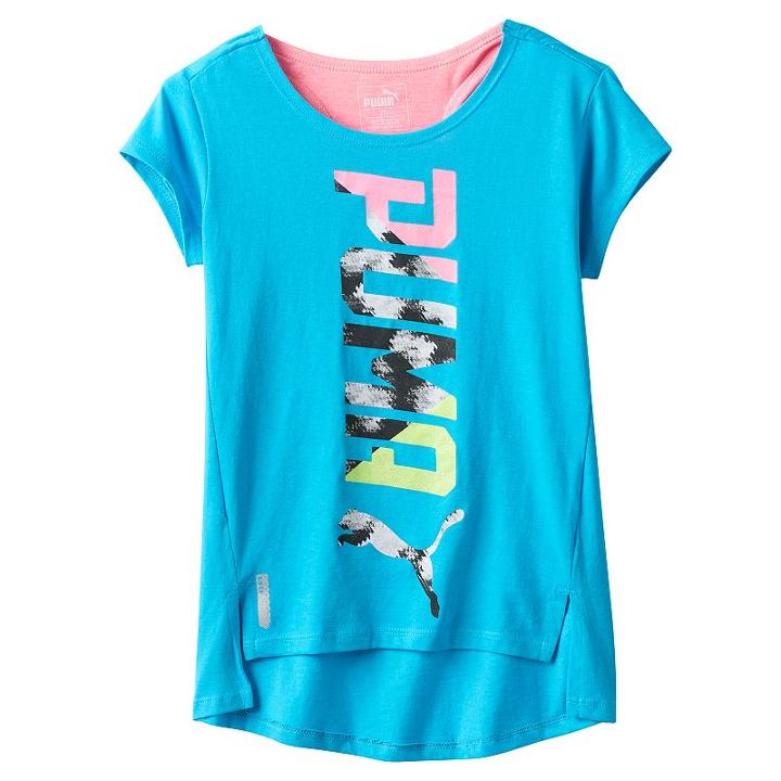 Girls 7-16 Puma Logo Hi-low Tee, Girl's, Size: Small, Brt Blue