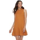 Juniors' Love, Fire Ribbed Mockneck Shift Dress, Teens, Size: Medium, Drk Yellow