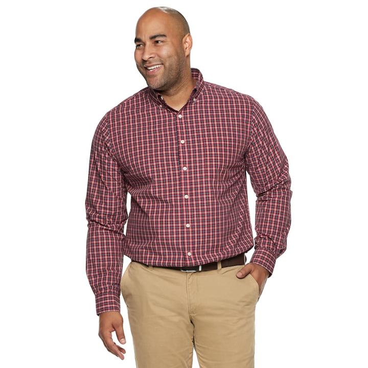Big & Tall Croft & Barrow&reg; Regular-fit Easy-care Button-down Shirt, Men's, Size: Xl Tall, Med Red