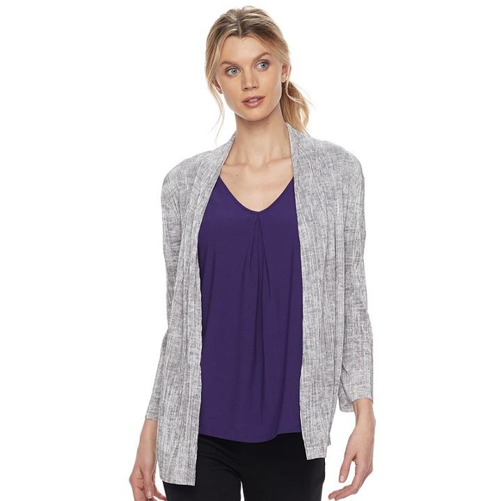 Women's Dana Buchman Textured Open-front Cardigan, Size: Xl, Silver