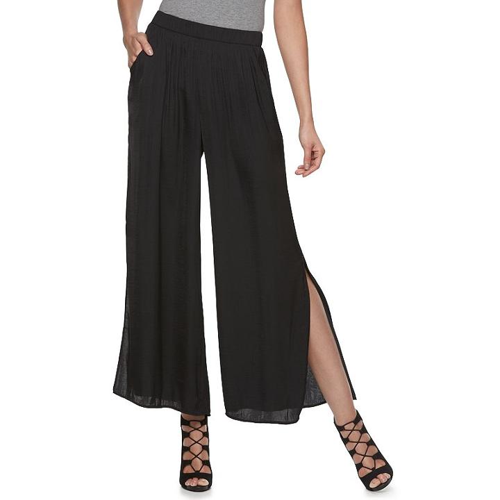 Petite Jennifer Lopez Vented Wide-leg Soft Pants, Women's, Size: Xs Petite, Black