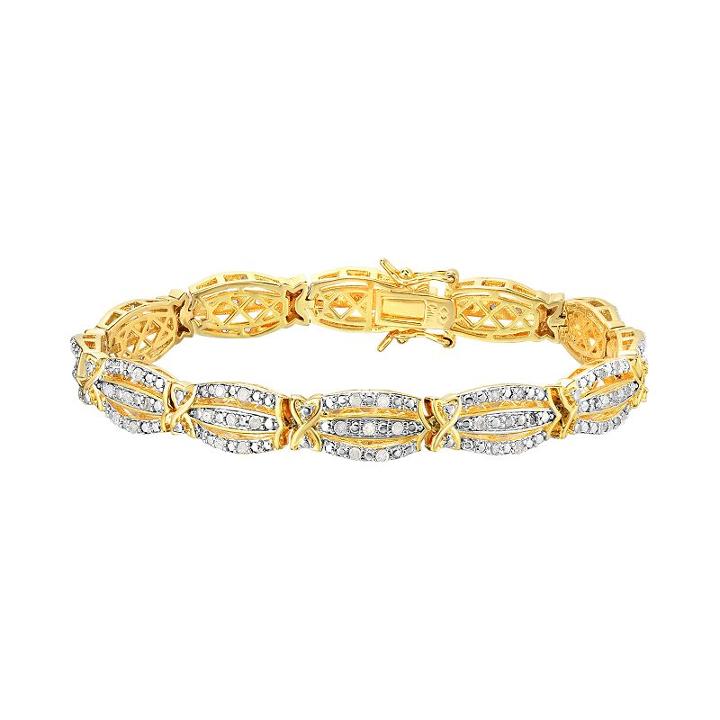 10k Gold Plated 2 Carat T.w. Diamond Bracelet, Women's, Size: 7.50, White