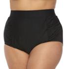 Plus Size Beach Scene High-waist Scoop Bottoms, Women's, Size: 20 W, Black