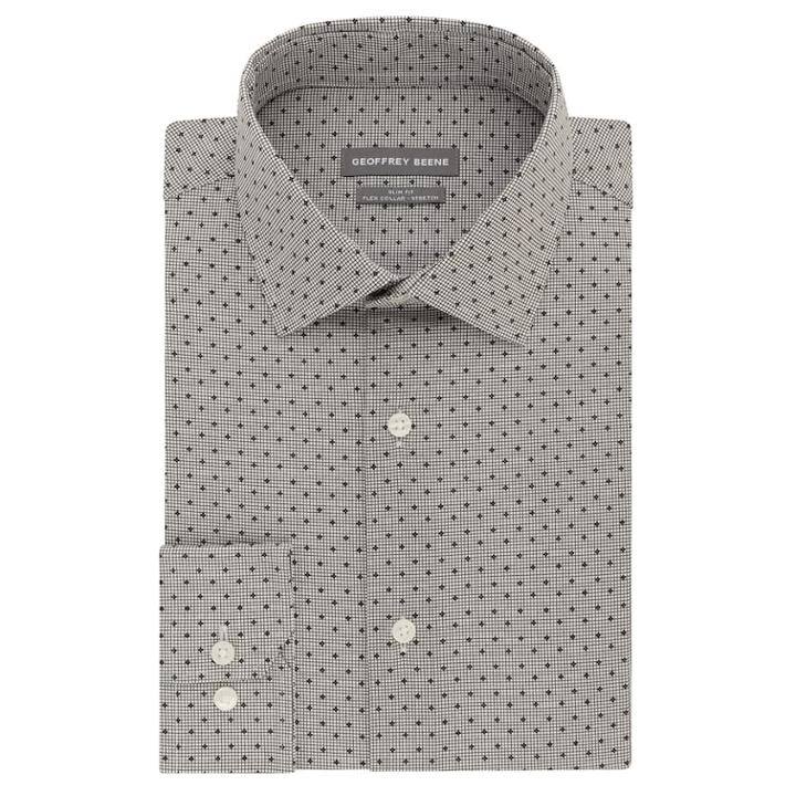 Men's Geoffrey Beene Slim-fit Stretch Flex Spread-collar Dress Shirt, Size: L-34/35, Grey