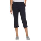 Women's Croft & Barrow&reg; Essential Button-hem Twill Capris, Size: 18, Blue (navy)