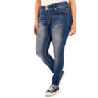 Juniors' Plus Size Wallflower Luscious Curvy Embroidered Skinny Jeans, Teens, Size: 20 W, Blue (navy)