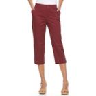Women's Croft & Barrow&reg; Essential Button-hem Twill Capris, Size: 10, Red