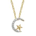1/10 Carat T.w. Diamond 10k Gold Moon & Star Pendant Necklace, Women's, White