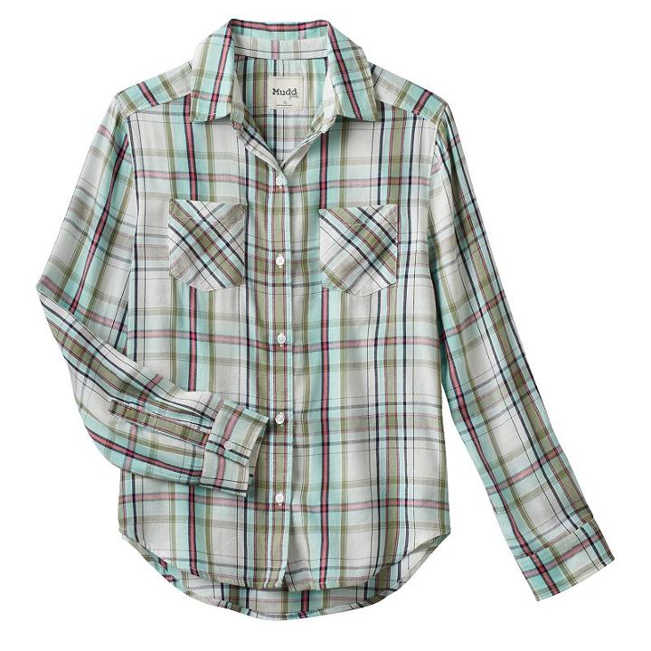 Girls 7-16 & Plus Size Mudd&reg; Button-front Plaid Shirt, Girl's, Size: 7-8, Med Orange