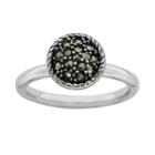 Stacks And Stones Sterling Silver Marcasite Stack Ring, Women's, Size: 9, Black