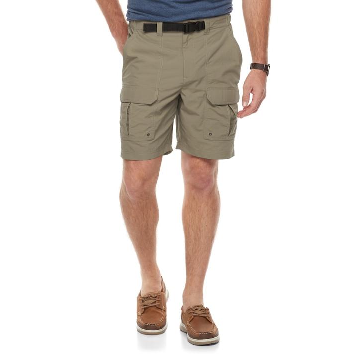 Men's Croft & Barrow&reg; Classic-fit Outdoor Belted Side-elastic Ripstop Cargo Shorts, Size: 34, Lt Green