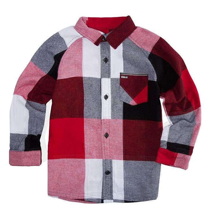 Boys 4-7 Hurley Flannel Plaid Button Down Shirt, Size: 7, Red Other