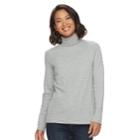 Women's Croft & Barrow&reg; Long Sleeve Turtleneck Top, Size: Small, Light Grey