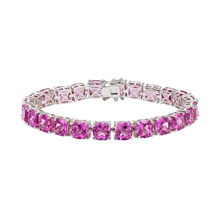 Lab-created Pink Sapphire Sterling Silver Tennis Bracelet, Women's, Size: 7.5