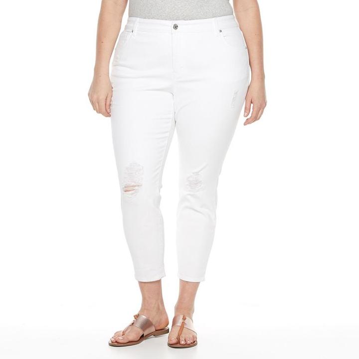 Plus Size Gloria Vanderbilt Ale-alexandra Destruct Ankle Pants, Women's, Size: 22 W, White