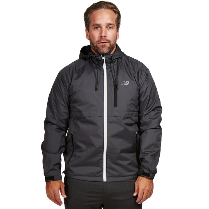 Men's New Balance Coated Mini Rip Stop Jacket, Size: Large, Dark Grey