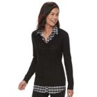 Croft & Barrow&reg; Petite Openwork Sweater, Women's, Size: Xs Petite, Black