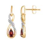 10k Gold Garnet & 1/8 Carat T.w. Diamond Infinity Drop Earrings, Women's, Red
