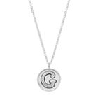 Silver Plated Crystal Initial Disc Pendant Necklace, Women's, Size: 18, Grey