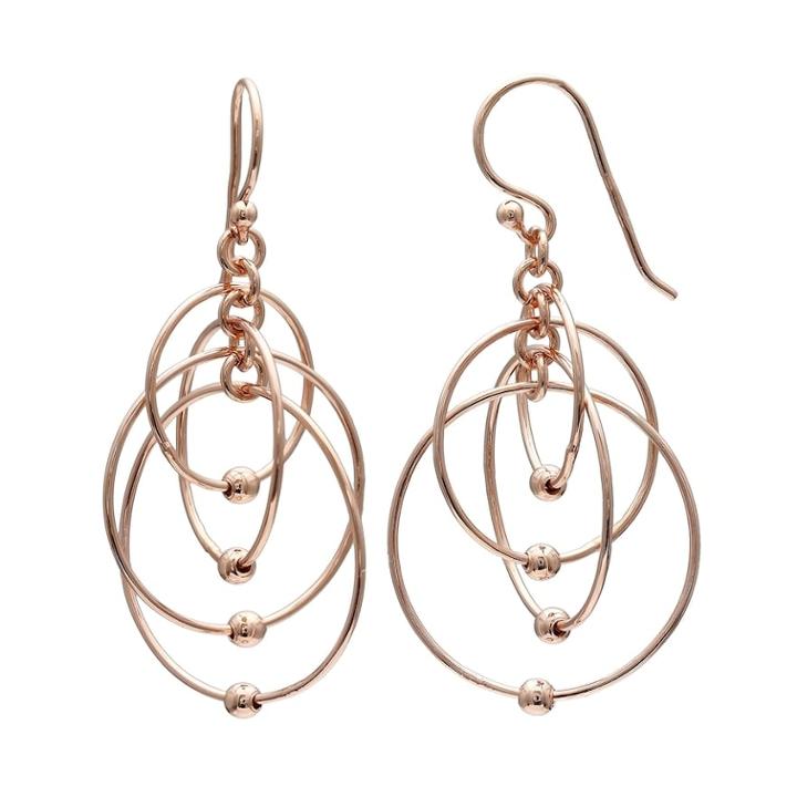 Primrose 14k Rose Gold Over Silver Ball Circle Drop Earrings, Women's, Pink